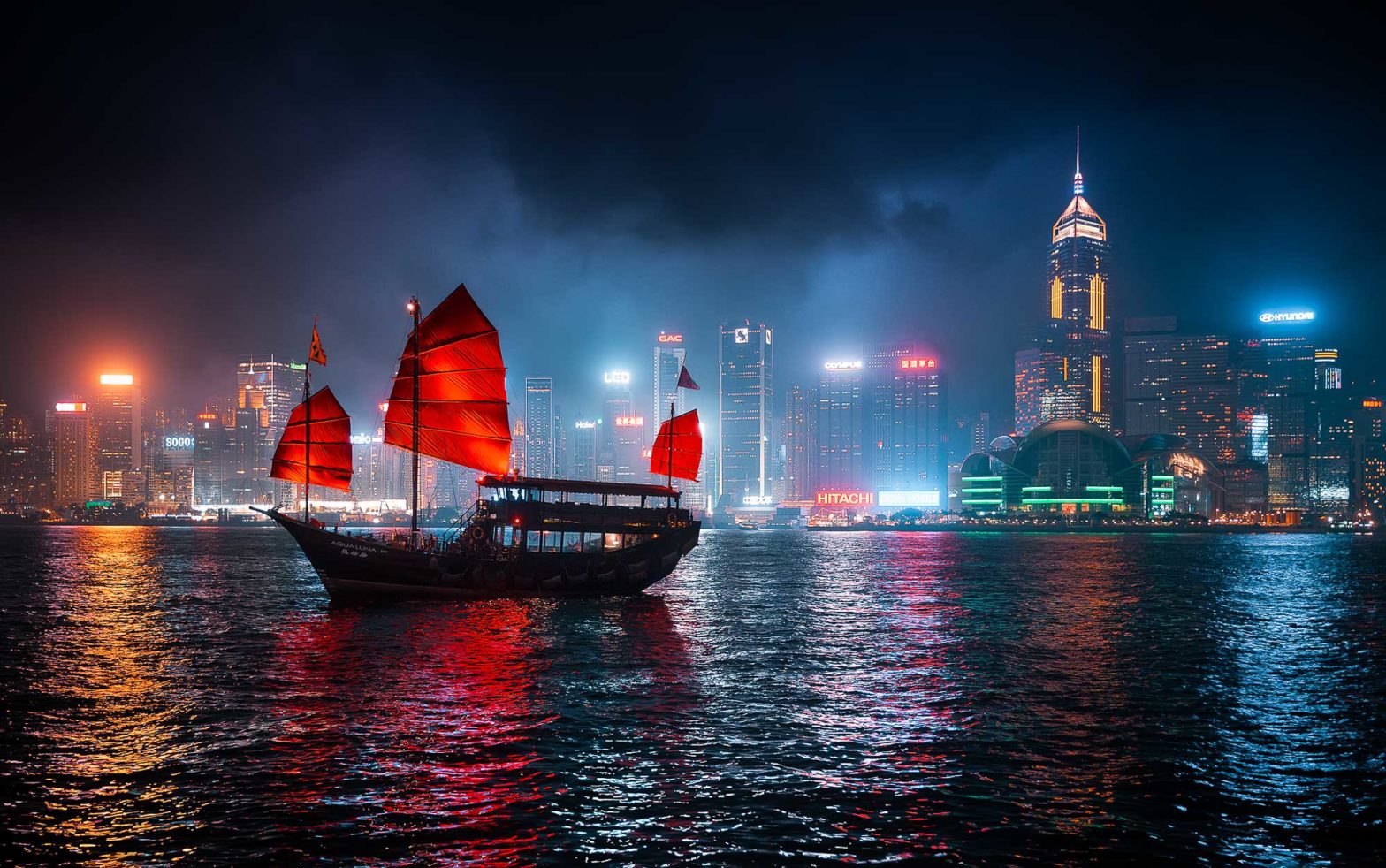 Hong Kong, Junk, boat, tip, photo, night, photography, cityscape, tour